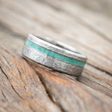 "VERTIGO" - MALACHITE WEDDING RING IN A HAMMERED FINISH-Staghead Designs