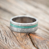 "VERTIGO" - MALACHITE WEDDING RING IN A HAMMERED FINISH-Staghead Designs