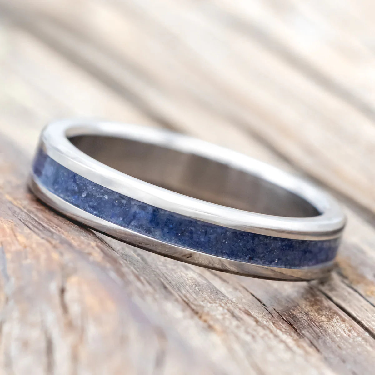 "Eterna" - Lapis Lazuli Stacking Band - Titanium (4mm) - Size 4