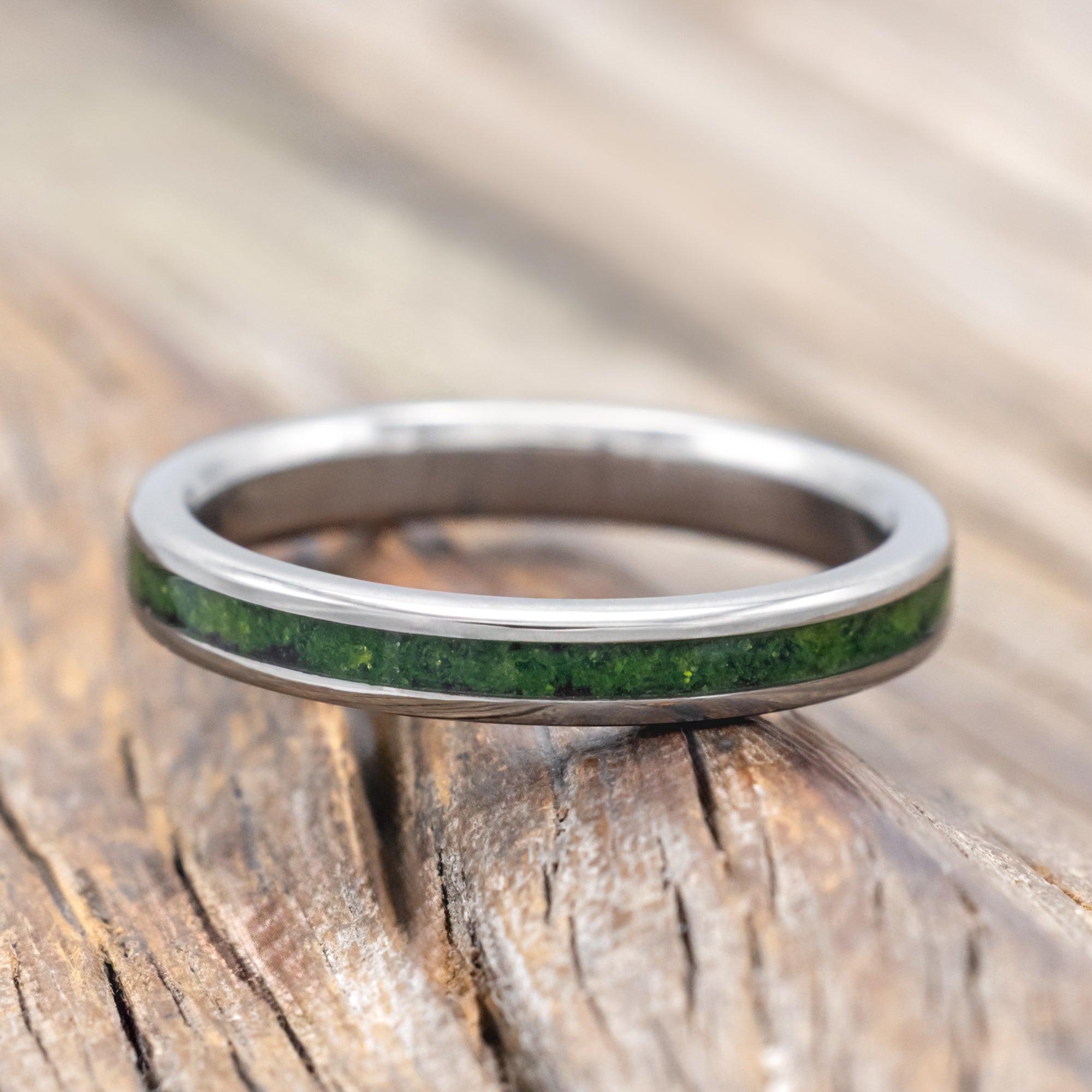 "ETERNA" - MOSS INLAY STACKING BAND-Staghead Designs