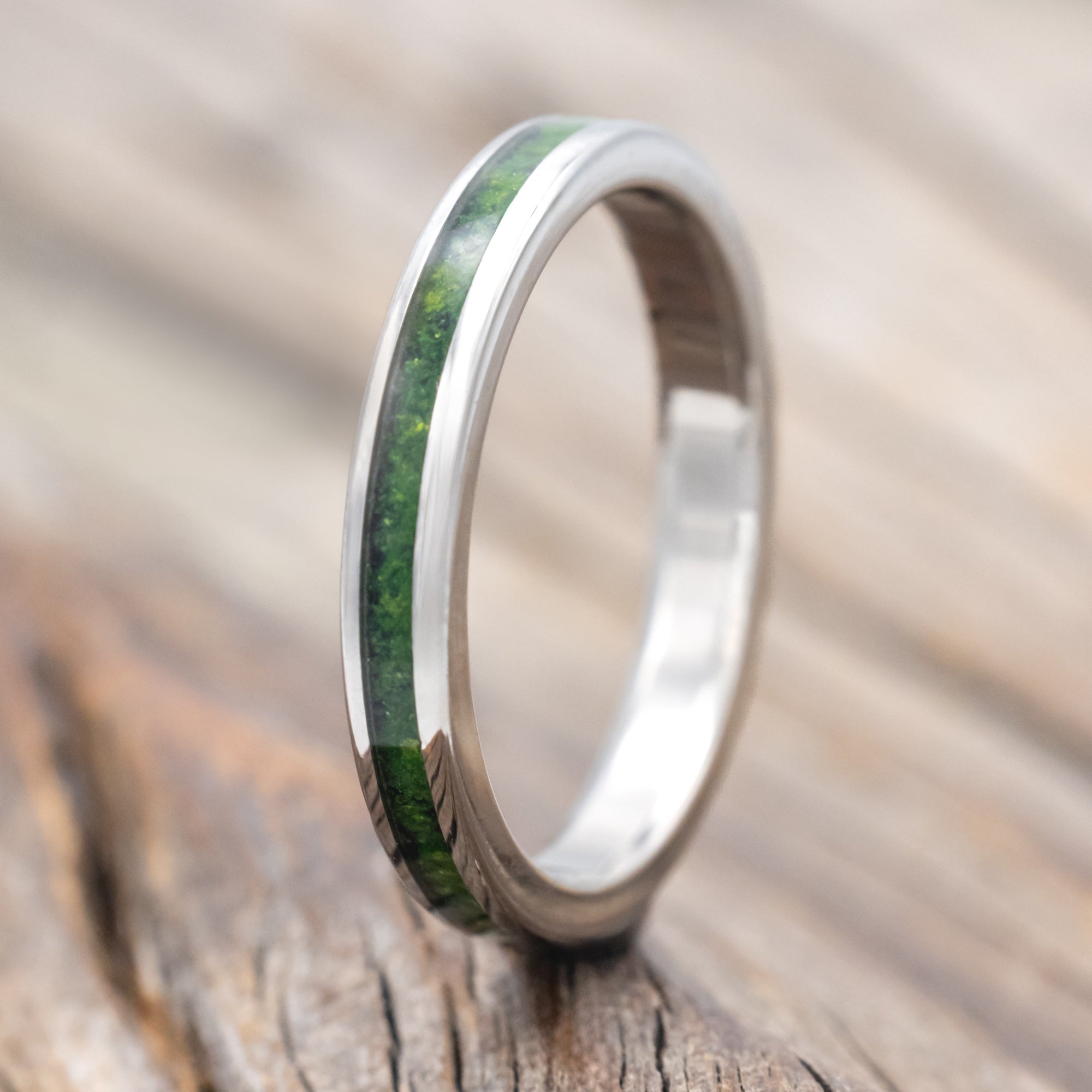 "ETERNA" - MOSS INLAY STACKING BAND-Staghead Designs
