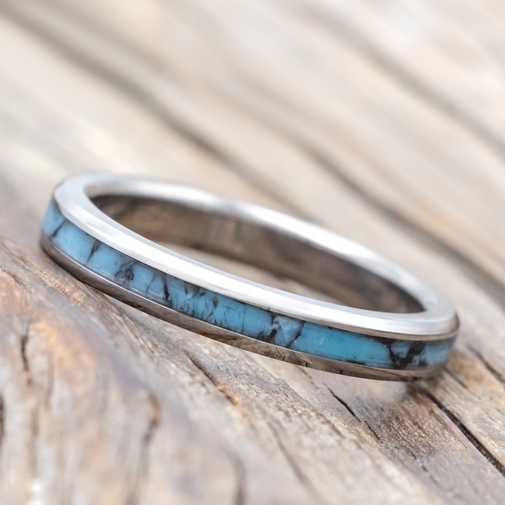 "ETERNA" - TURQUOISE & BLACK MATRIX TRUSTONE STACKING BAND-Staghead Designs
