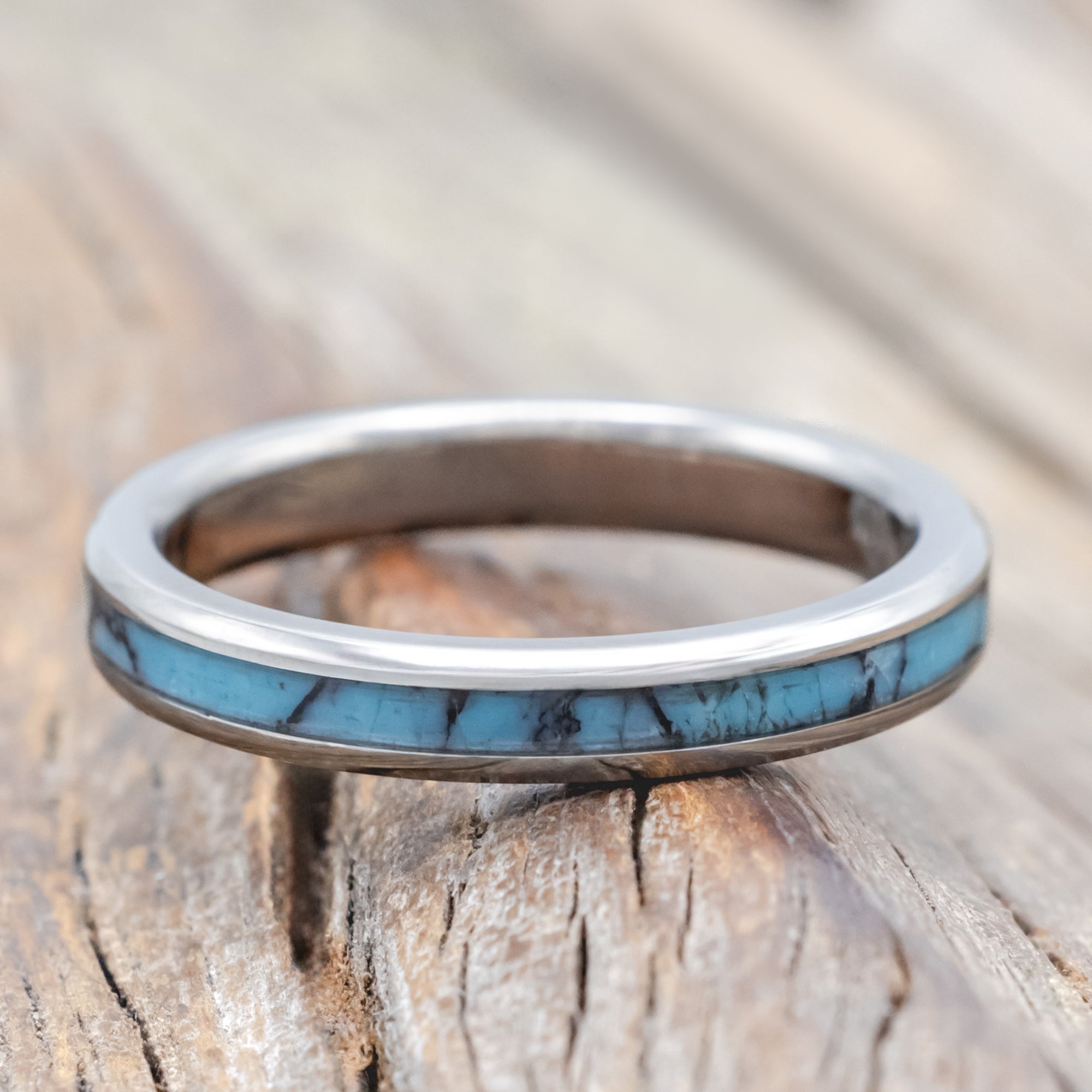 "ETERNA" - TURQUOISE & BLACK MATRIX TRUSTONE STACKING BAND-Staghead Designs