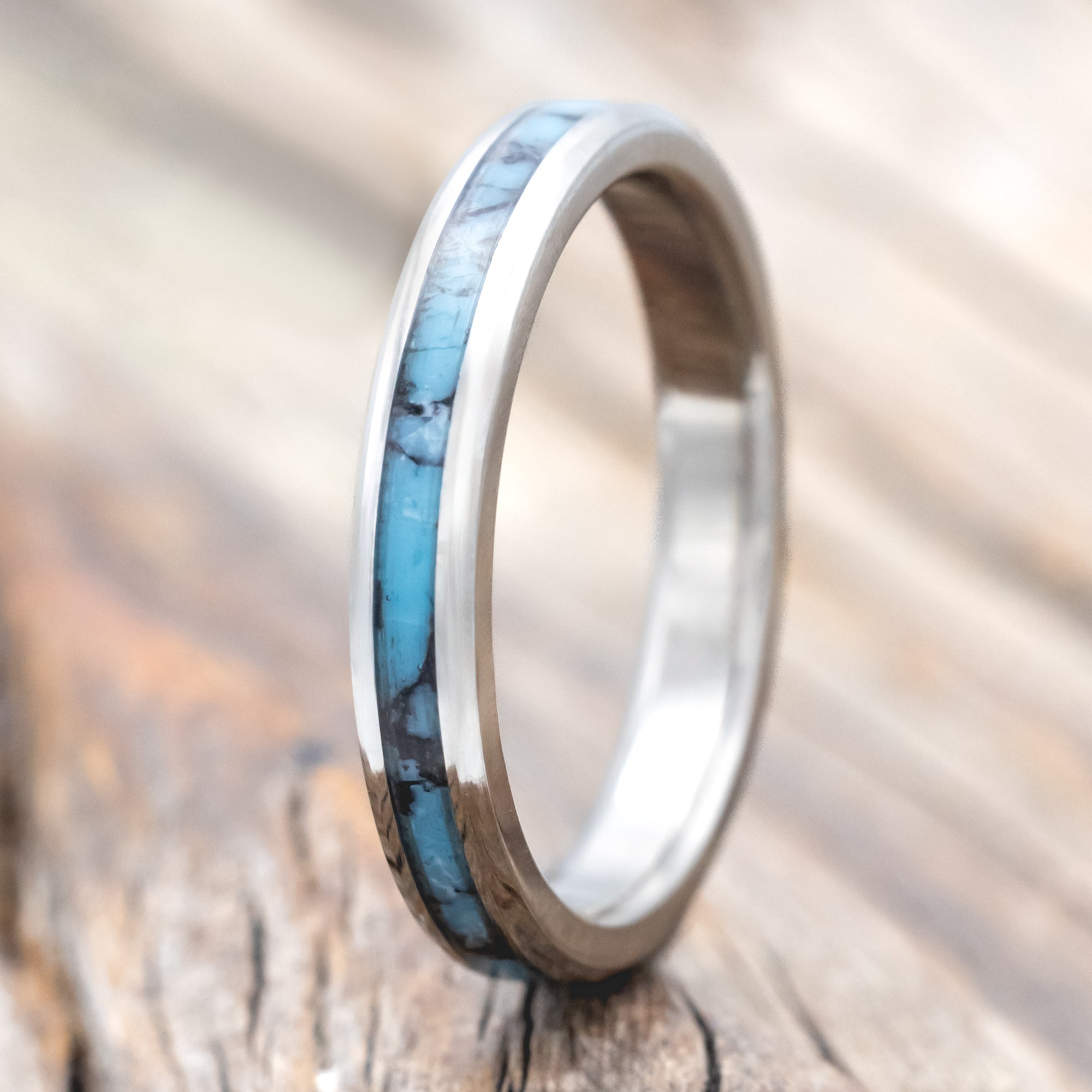 "ETERNA" - TURQUOISE & BLACK MATRIX TRUSTONE STACKING BAND-Staghead Designs