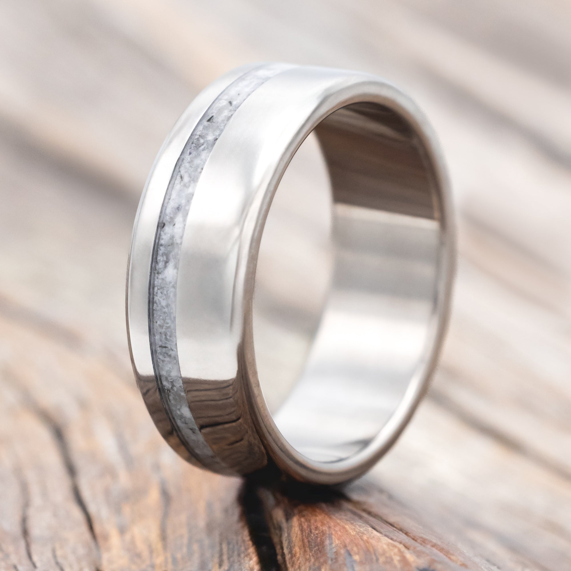 "VERTIGO" - WEDDING BAND WITH SINGLE INLAY-Staghead Designs