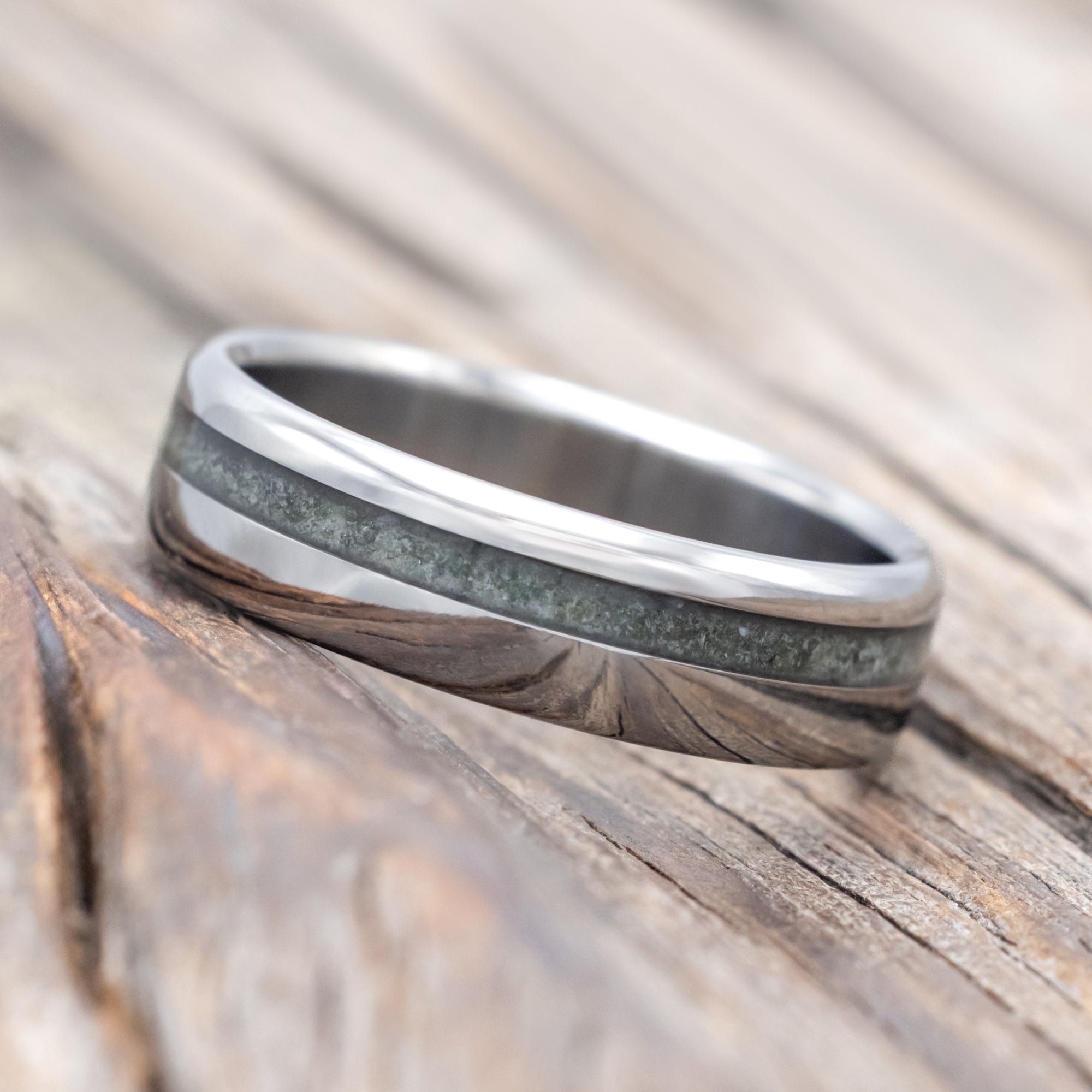 "VERTIGO" - MOSS AGATE WEDDING BAND-Staghead Designs