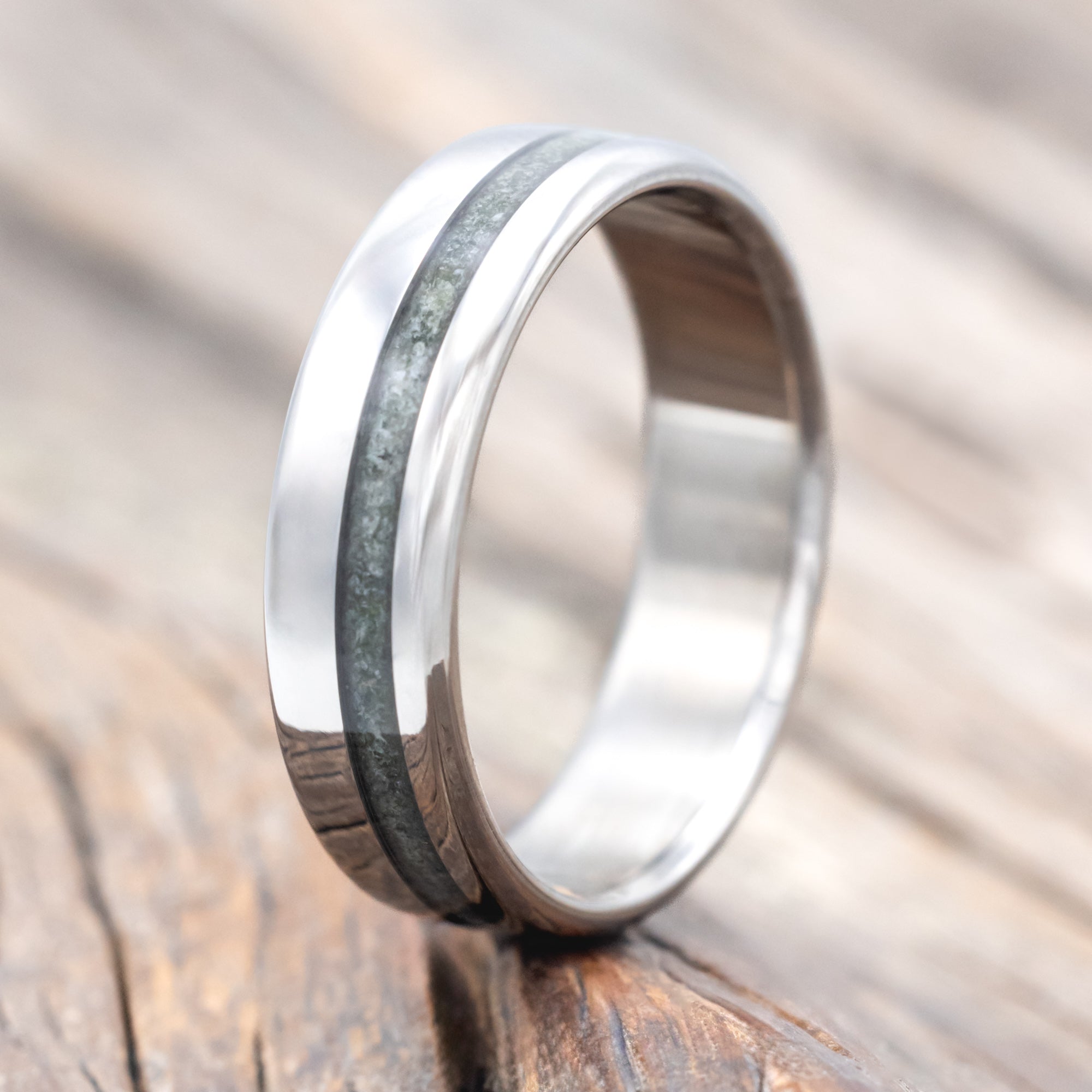 "VERTIGO" - MOSS AGATE WEDDING BAND-Staghead Designs