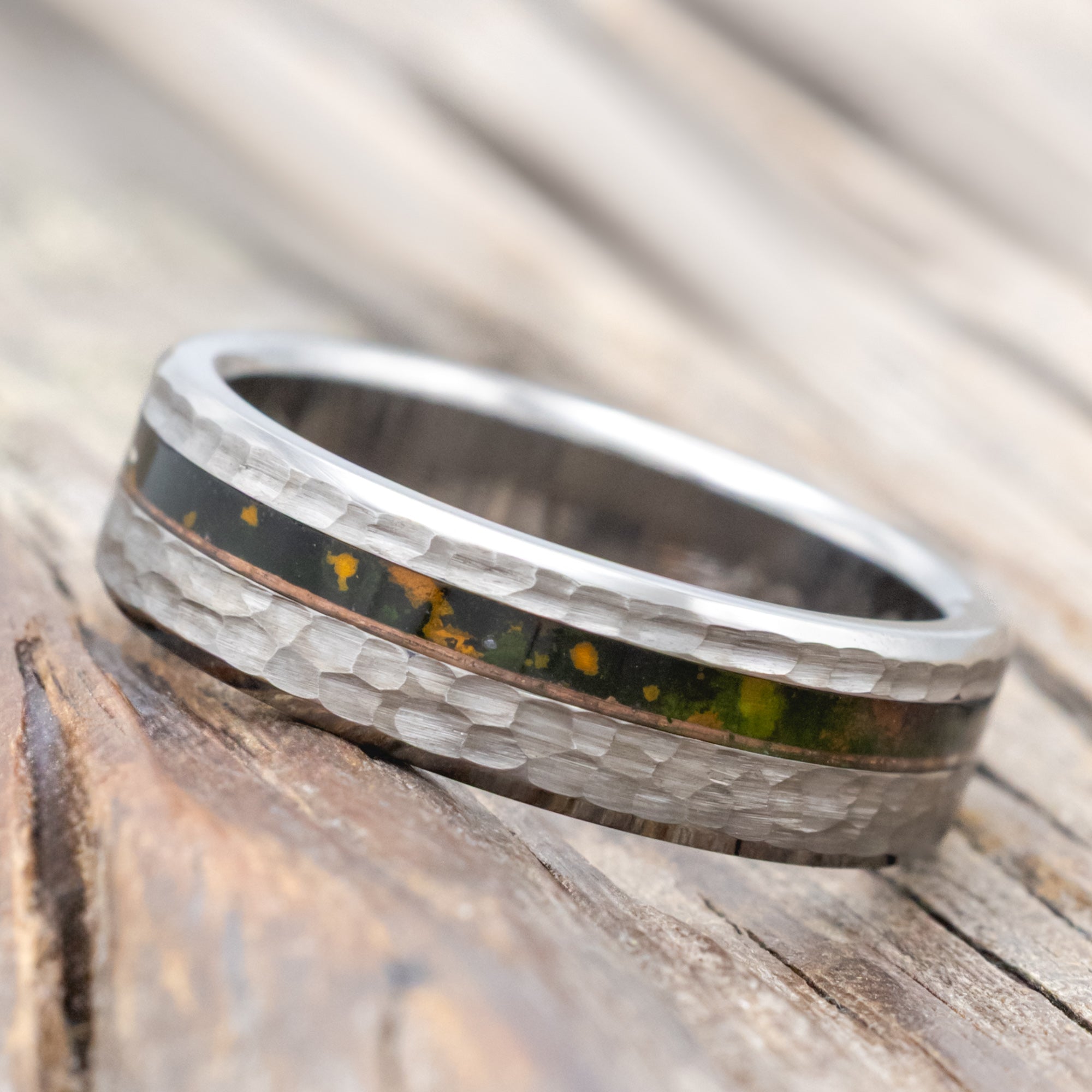 "VERTIGO" - MOSSY PATINA COPPER WEDDING BAND WITH CUSTOM FINISH-Staghead Designs