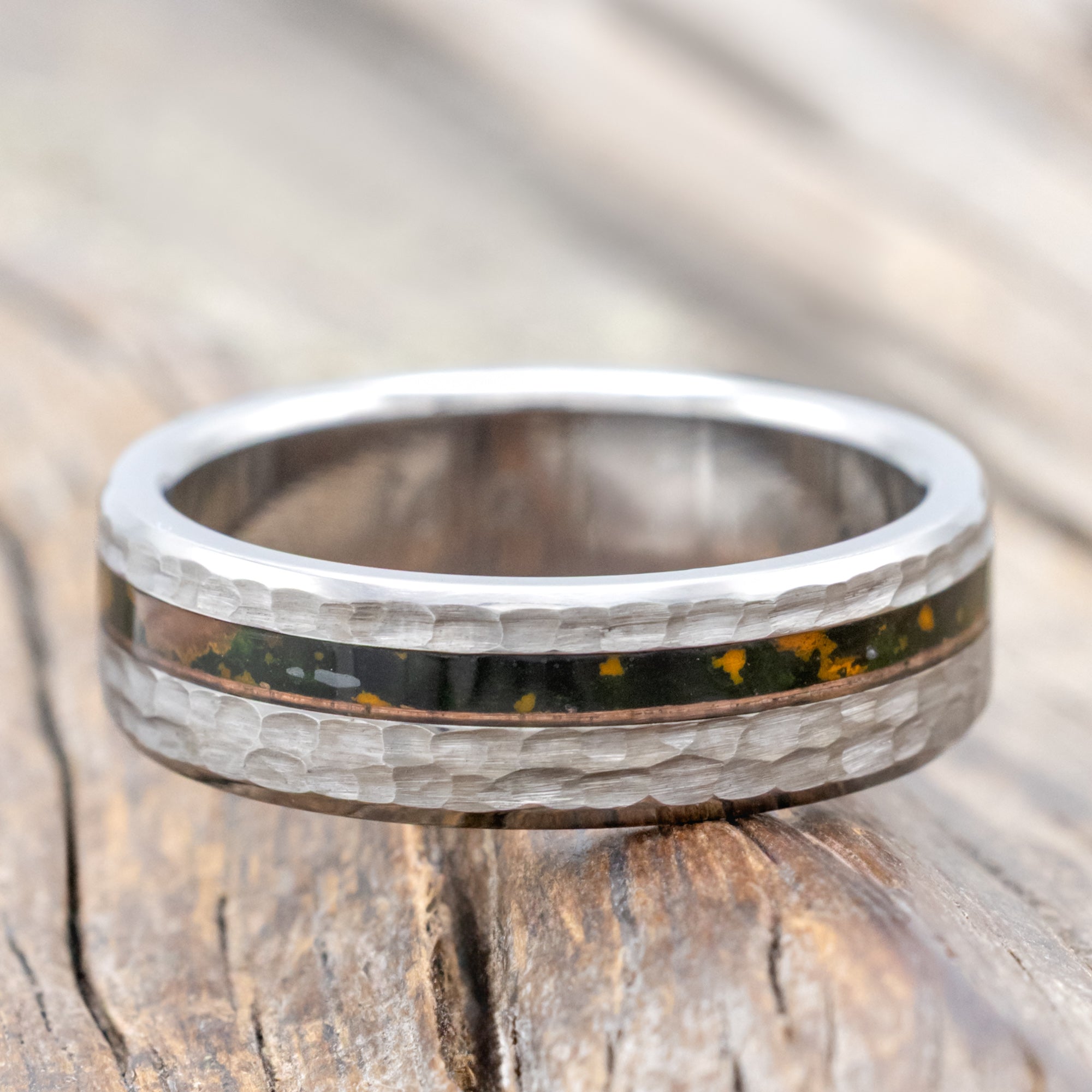 "VERTIGO" - MOSSY PATINA COPPER WEDDING BAND WITH CUSTOM FINISH-Staghead Designs