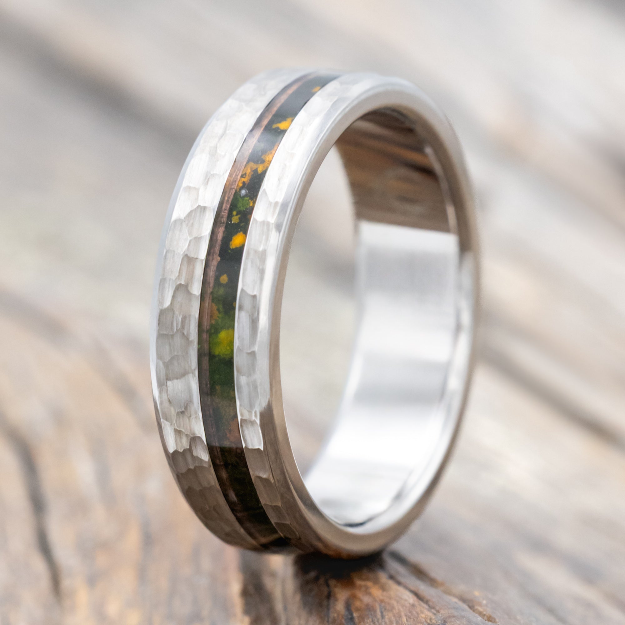 "VERTIGO" - MOSSY PATINA COPPER WEDDING BAND WITH CUSTOM FINISH-Staghead Designs
