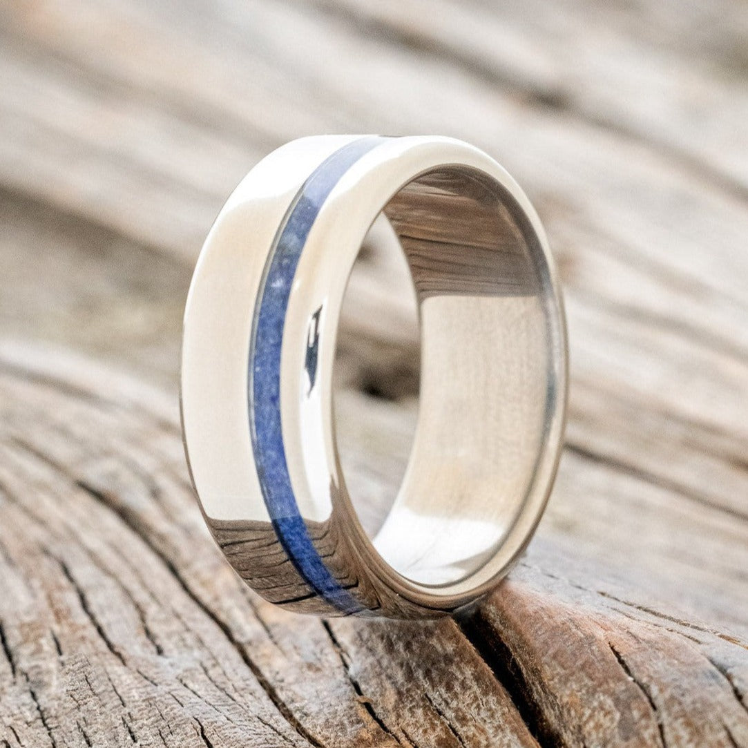 "VERTIGO" - WEDDING BAND WITH SINGLE INLAY-Staghead Designs
