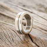 "VERTIGO" - MOSS & ANTLER INLAYS WITH SAND LINING WEDDING RING-4