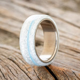 "REMMY" - DIAMOND DUST & TURQUOISE WEDDING BAND-1