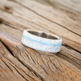 "REMMY" - DIAMOND DUST & TURQUOISE WEDDING BAND-2