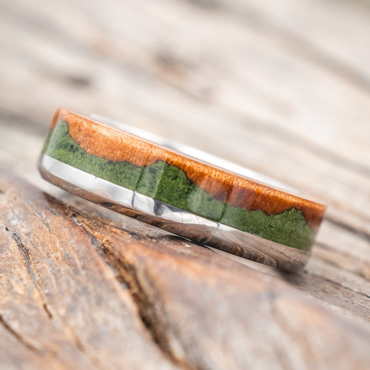 "Ezra" - Redwood & Moss Wedding Ring-Staghead Designs