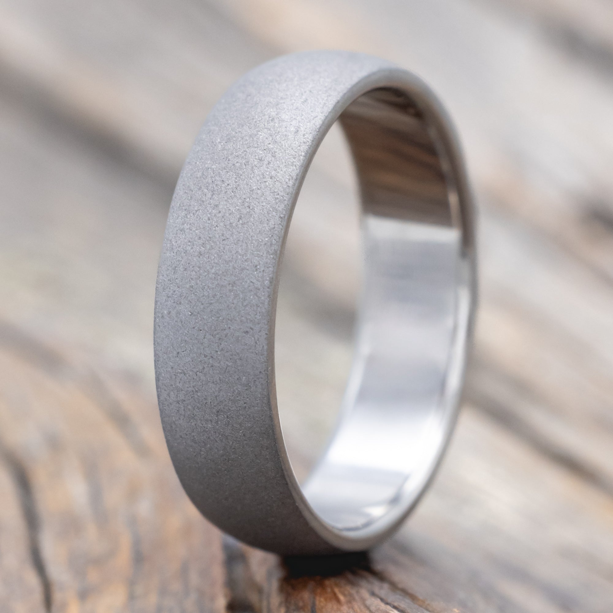 Domed Profile Wedding Band With Sandblasted Finish - Titanium (6mm) - Size 10 1/2