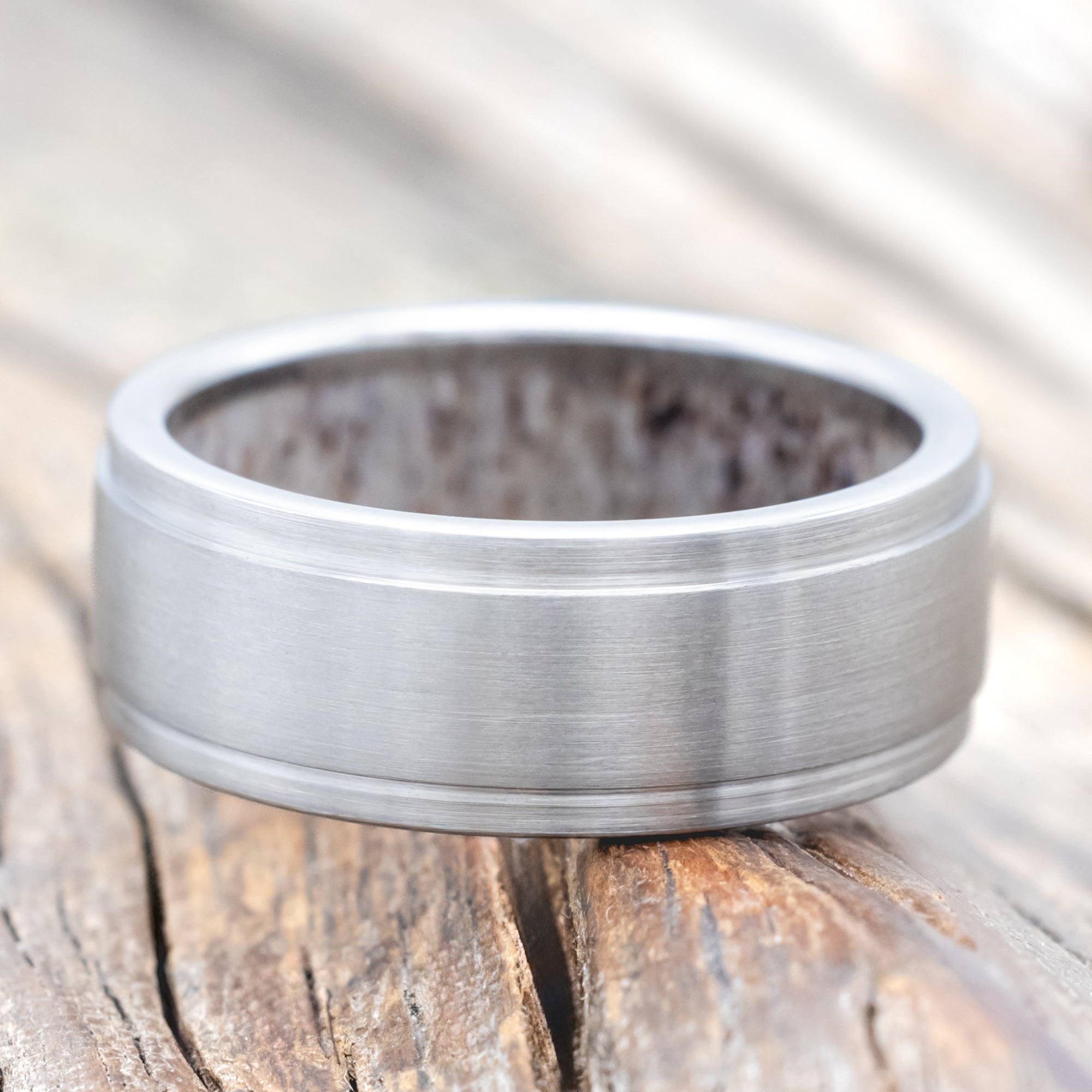 "SEDONA" - ANTLER LINED WEDDING RING WITH A BRUSHED FINISH