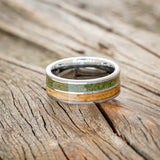 "DYAD" - MOSS & WHISKEY BARREL OAK WEDDING BAND