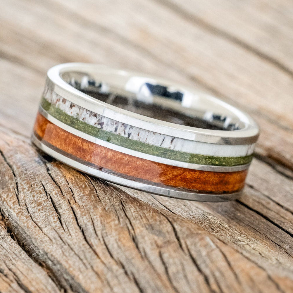 "DYAD" - REDWOOD, ANTLER & MOSS WEDDING BAND-5