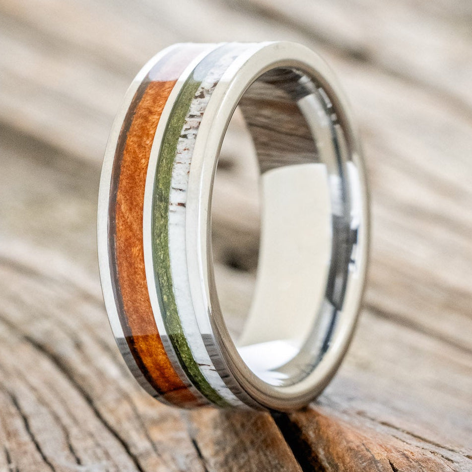 "DYAD" - REDWOOD, ANTLER & MOSS WEDDING BAND-4