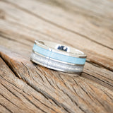 "DYAD" - DIAMOND DUST & TURQUOISE WEDDING BAND-2