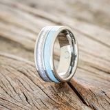 "DYAD" - DIAMOND DUST & TURQUOISE WEDDING BAND-1