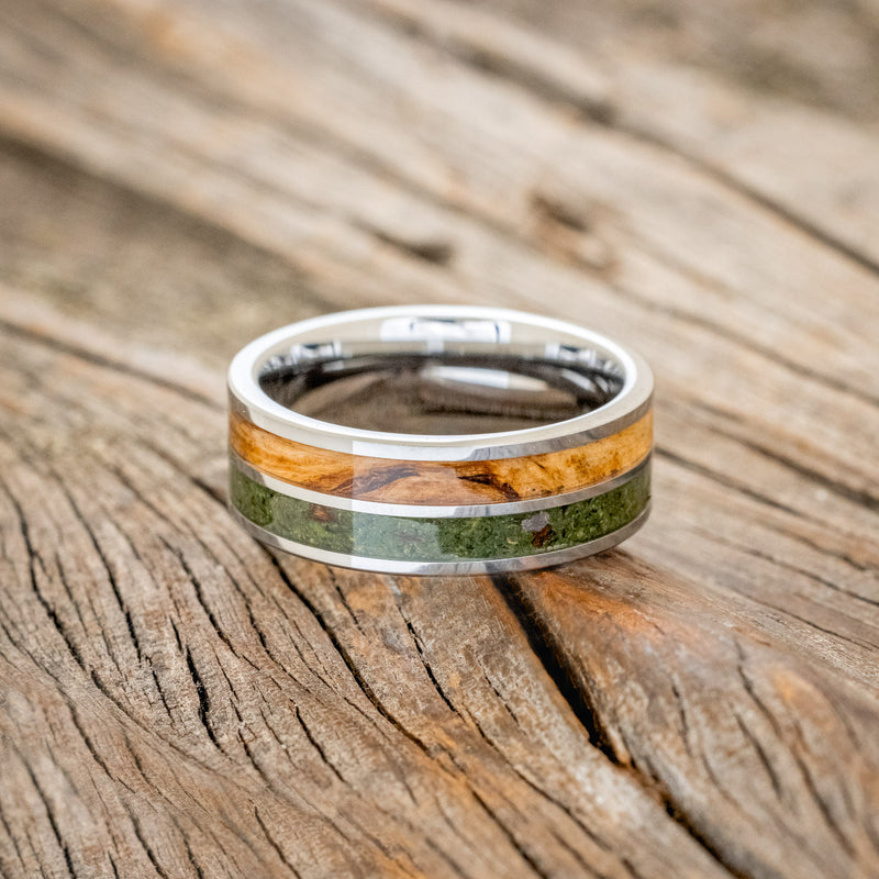 "DYAD" - MATCHING SET OF DRIFTWOOD & MOSS WEDDING BANDS-4