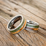 "DYAD" - MATCHING SET OF DRIFTWOOD & MOSS WEDDING BANDS-1