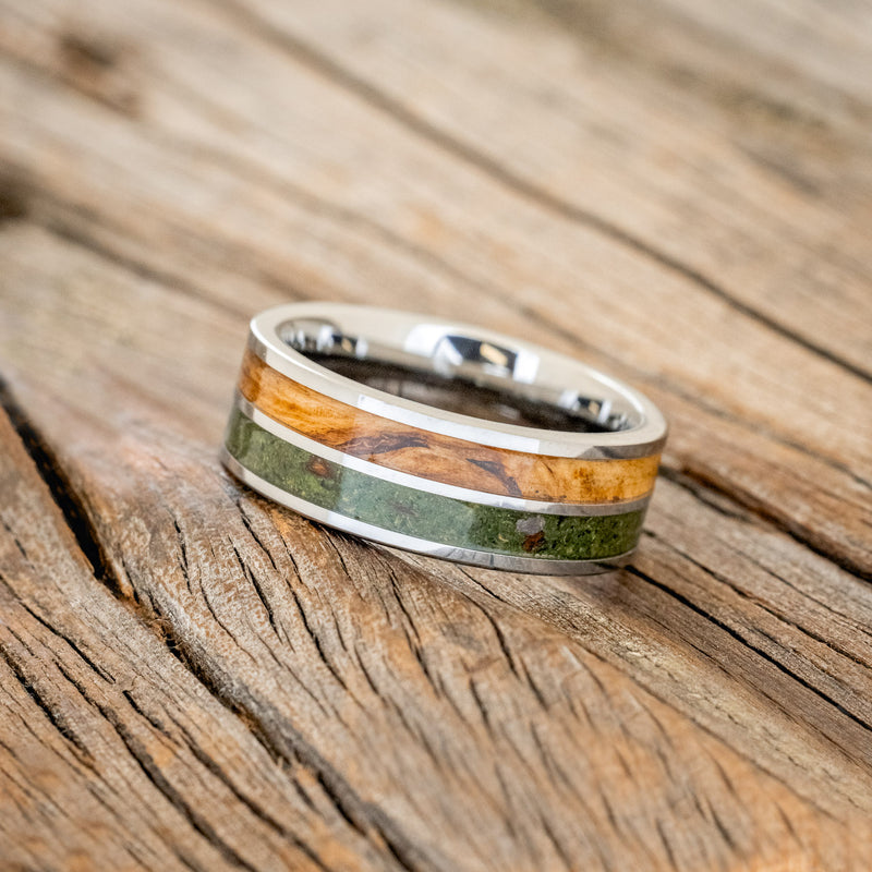 "DYAD" - MATCHING SET OF DRIFTWOOD & MOSS WEDDING BANDS-3