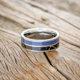 "DYAD" - LAPIS LAZULI WITH BLACK & GOLD MATRIX TRUSTONE WEDDING BAND-3