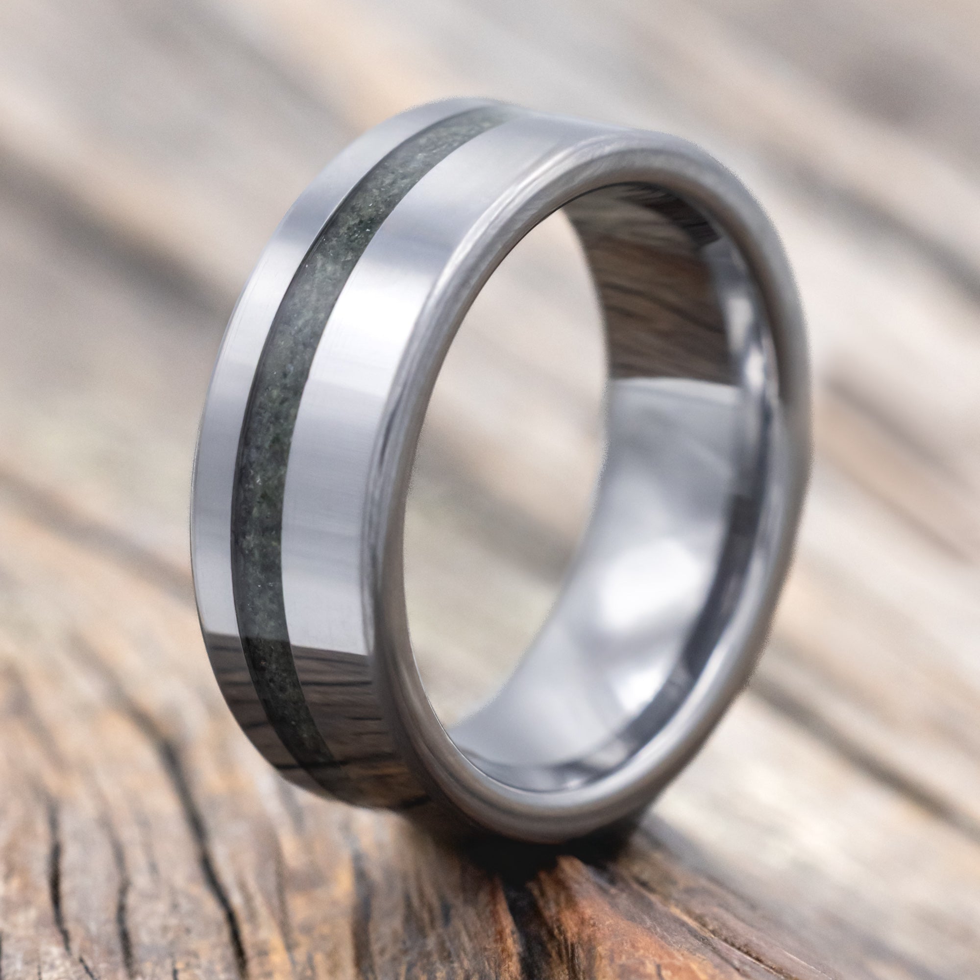 "VERTIGO" - MOSS AGATE WEDDING BAND-Staghead Designs