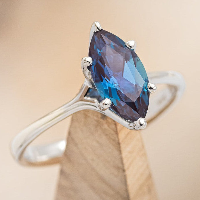 "TULIP" - MARQUISE LAB-GROWN ALEXANDRITE SOLITAIRE ENGAGEMENT RING-1