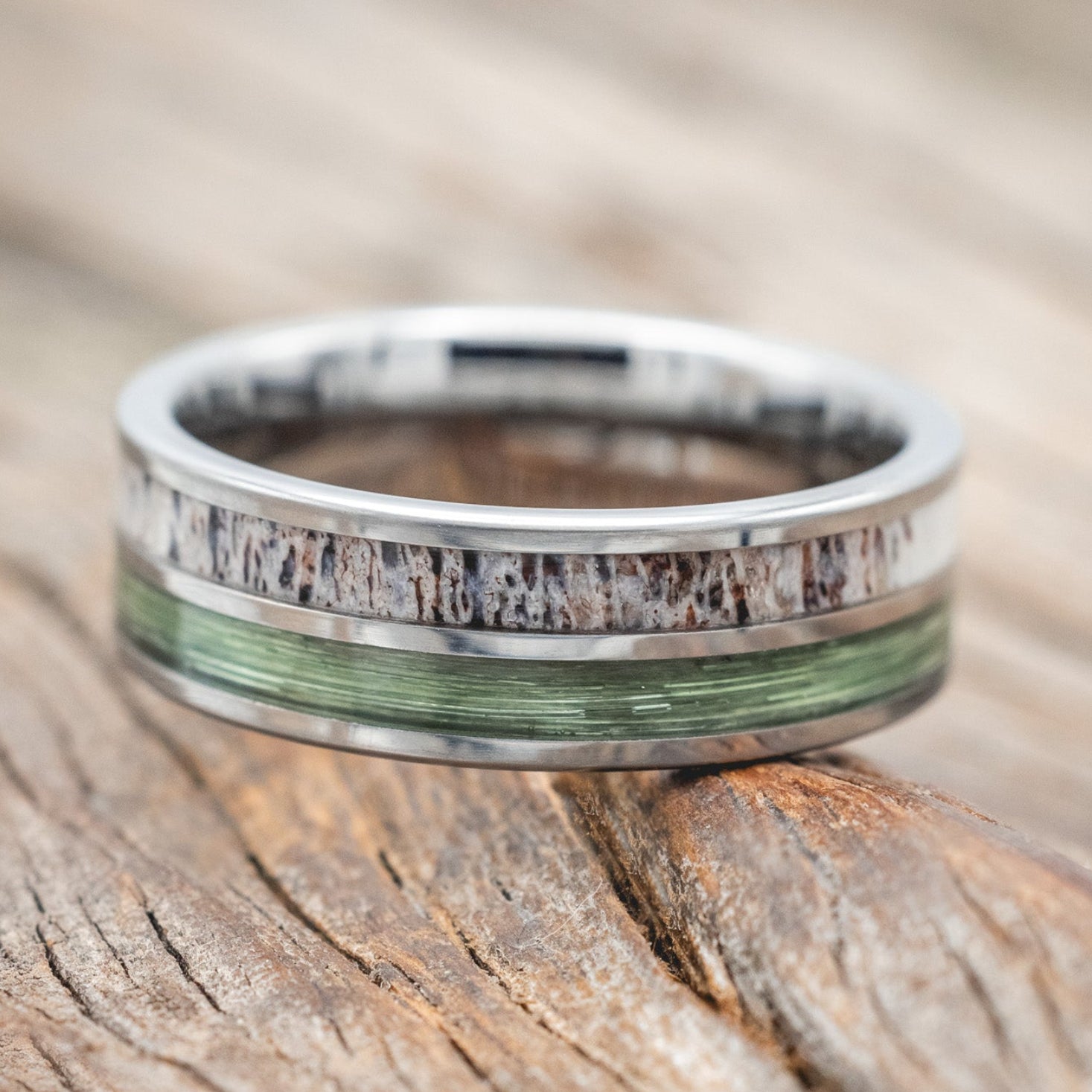 "DYAD" - ANTLER & FISHING LINE WEDDING BAND-Staghead Designs