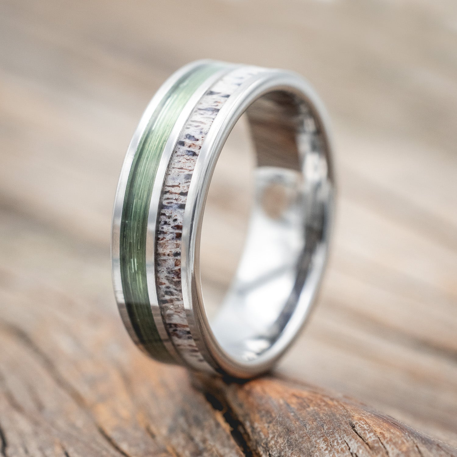 "DYAD" - ANTLER & FISHING LINE WEDDING BAND-Staghead Designs
