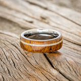 "REMMY" - IRONWOOD & FIRE & ICE OPAL INLAY WEDDING RING-6