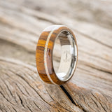 "REMMY" - IRONWOOD & FIRE & ICE OPAL INLAY WEDDING RING-4