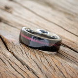 "REMMY" - EBONY WOOD WEDDING BAND WITH A PURPLE HEART WOOD INLAY-2