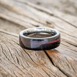 "REMMY" - EBONY WOOD WEDDING BAND WITH A PURPLE HEART WOOD INLAY-3