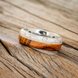 "REMMY" - IRONWOOD, ANTLER & FIRE & ICE OPAL WEDDING RING-2