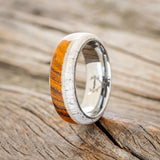 "REMMY" - IRONWOOD, ANTLER & FIRE & ICE OPAL WEDDING RING-1