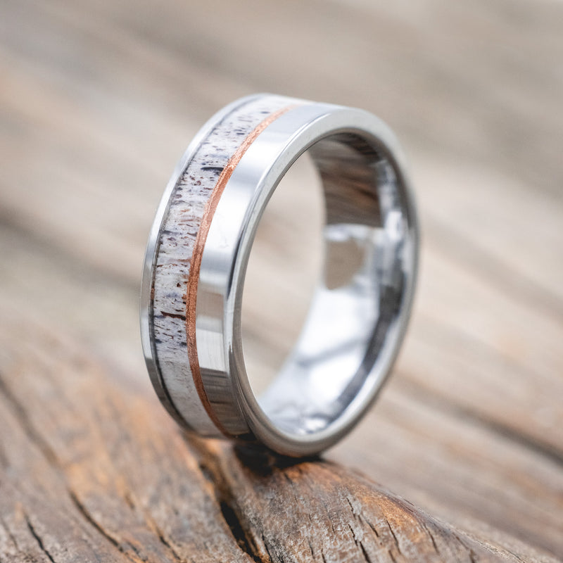 "TANNER" - ELK ANTLER & POWDERED COPPER WEDDING BAND - READY TO SHIP-Staghead Designs