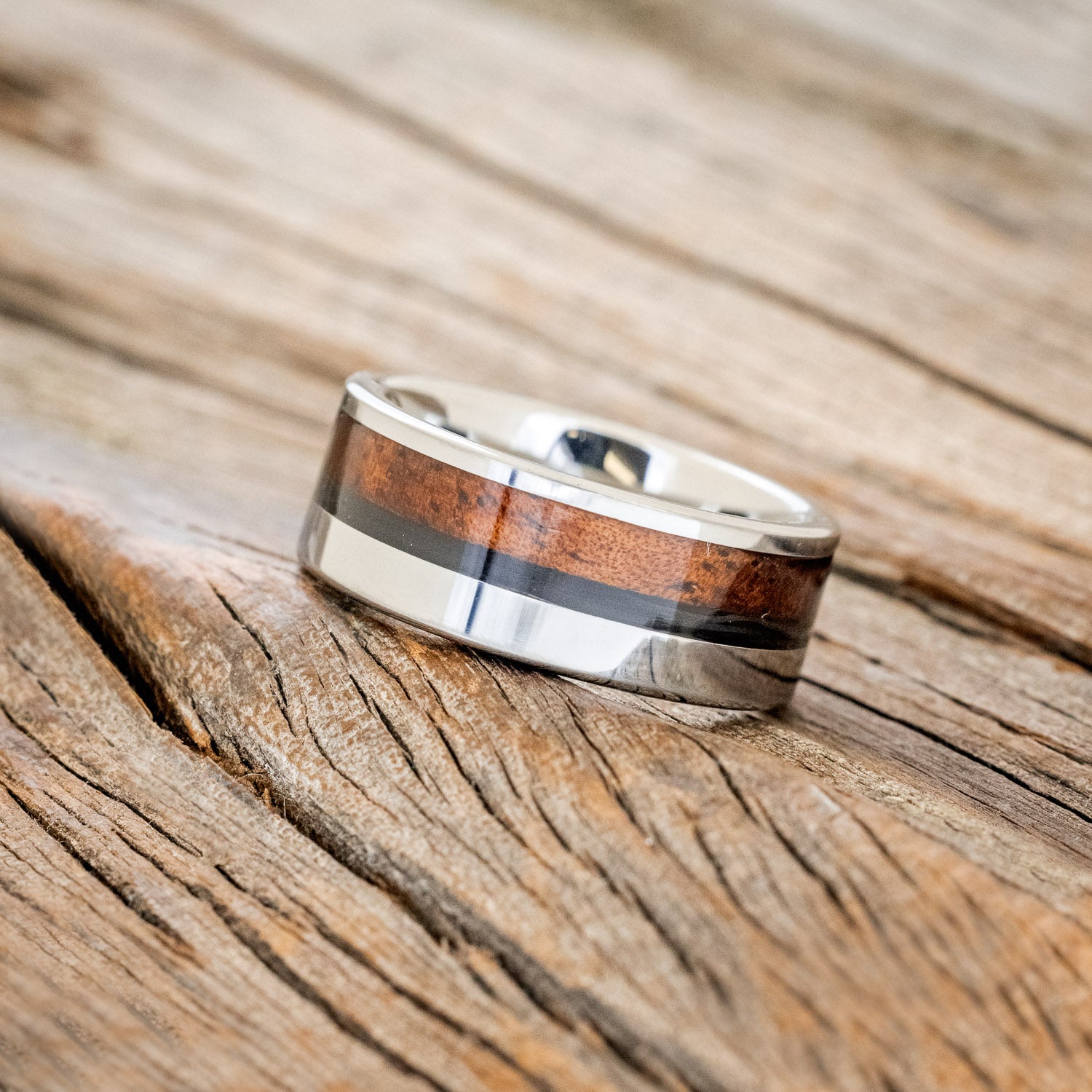"TANNER" - KOA WOOD & CARBON FIBER WEDDING BAND-5
