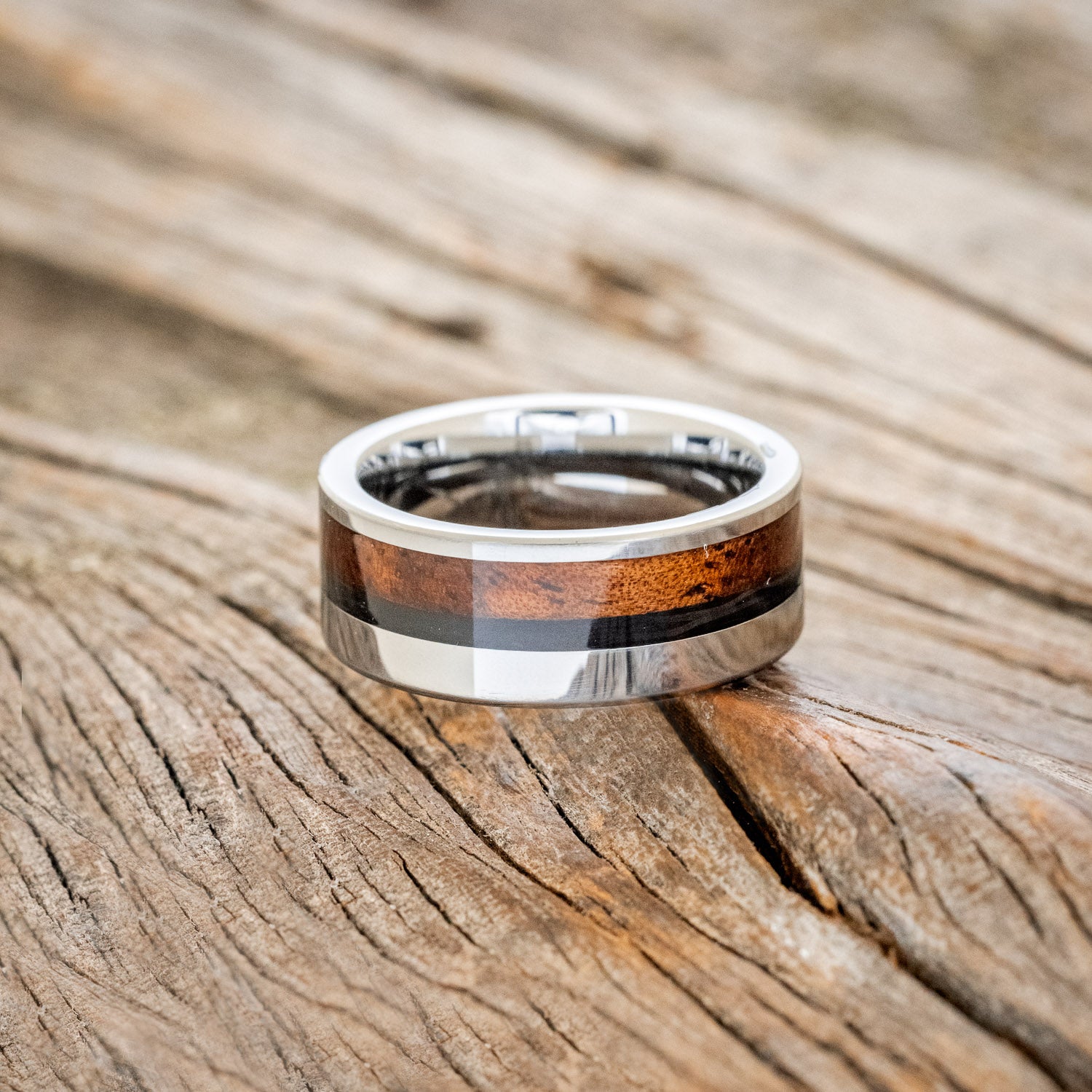 "TANNER" - KOA WOOD & CARBON FIBER WEDDING BAND-6
