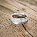 "TANNER" - TURQUOISE & ANTLER WEDDING RING - READY TO SHIP-6