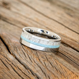 "TANNER" - TURQUOISE & ANTLER WEDDING RING - READY TO SHIP-5