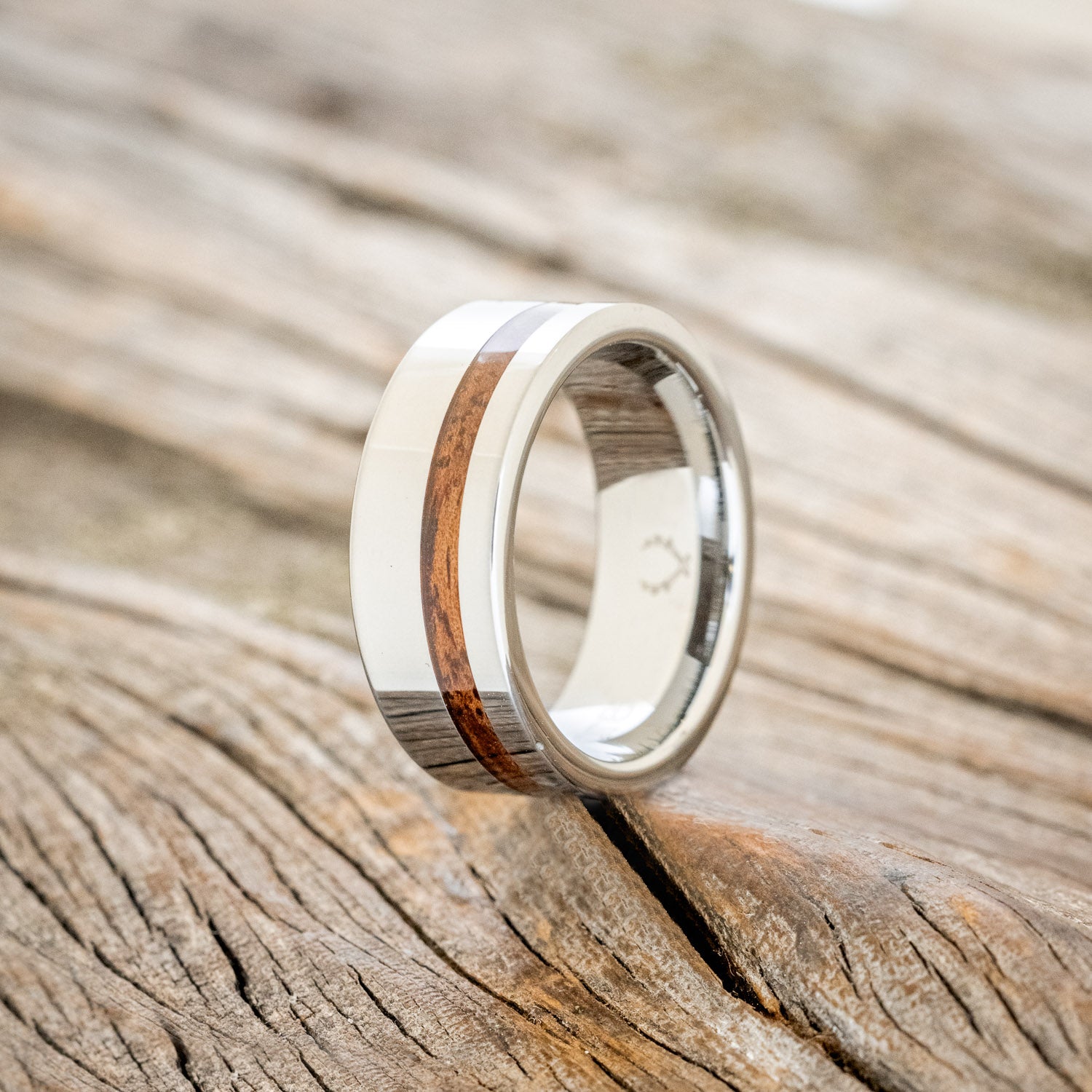"VERTIGO" - OFFSET KOA WOOD WEDDING BAND-4