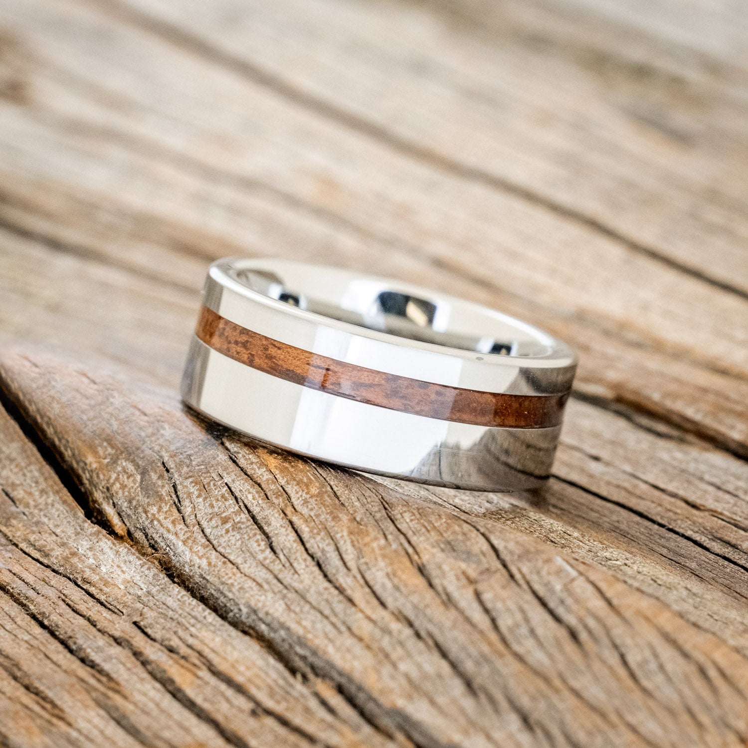 "VERTIGO" - OFFSET KOA WOOD WEDDING BAND-5