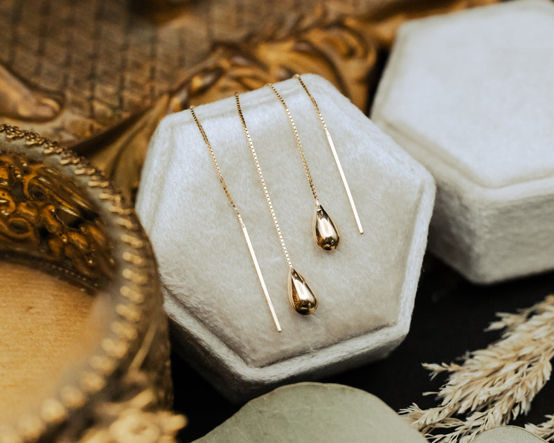 MINI TEARDROP THREADER EARRINGS IN 14K YELLOW GOLD-TearDropThreaderEarrings-MF024838