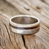 "VERTIGO" - WALNUT WEDDING BAND - TITANIUM - SIZE 8 1/2-3