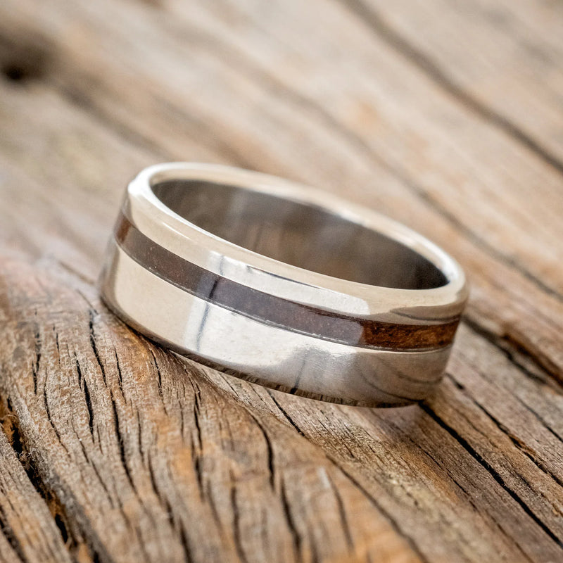 "VERTIGO" - WALNUT WEDDING BAND - TITANIUM - SIZE 8 1/2-2